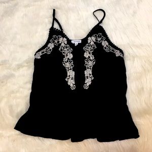 Embroidered black summer cami